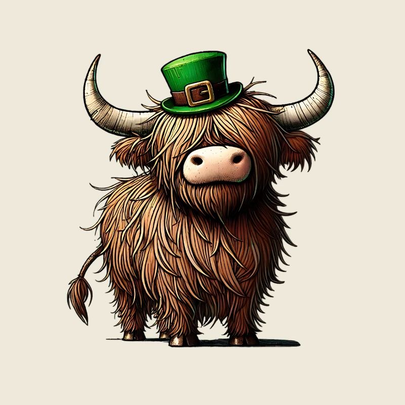Irish Highland Cow Rustic St. Patrick's Day Design