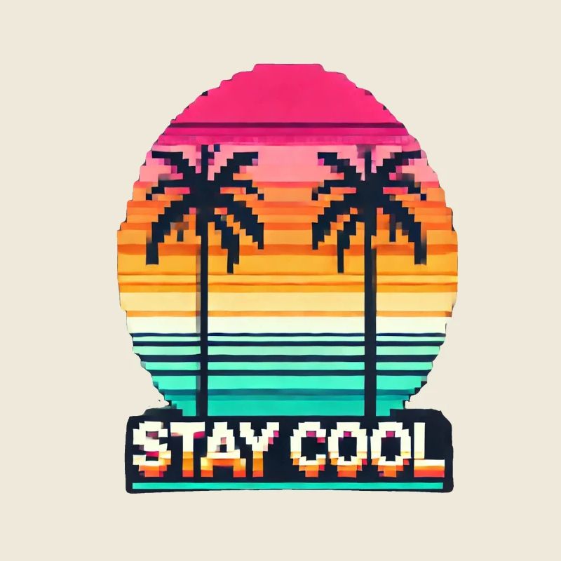 Cool bleiben – Retro Pixel-Art Sunset Design