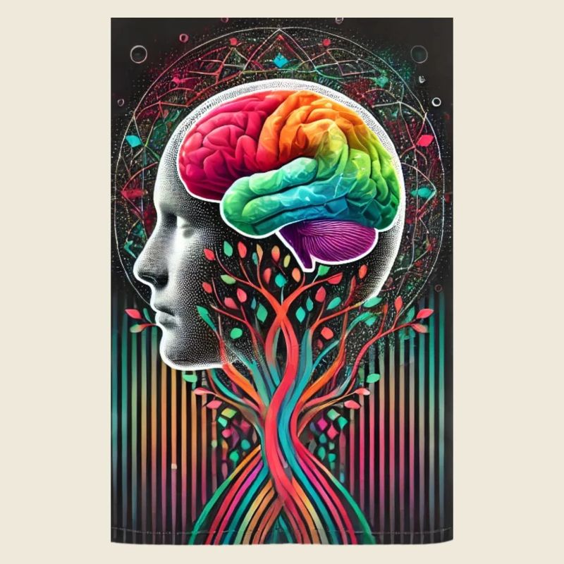 Conception surréaliste d’un arbre cérébral – Fusion créative