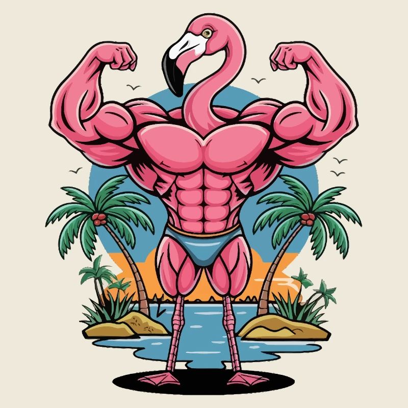 Flamant rose musculaire