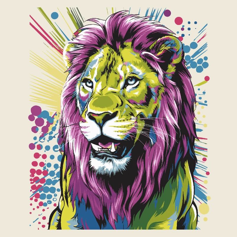 Bunte abstrakte Löwe mutige lebendige Tierkunst