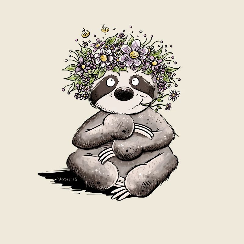 Blumen Faultier Im Frühling