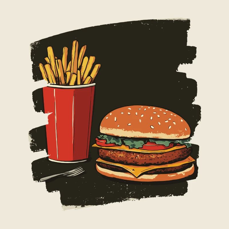 Burger und Fritten Retro