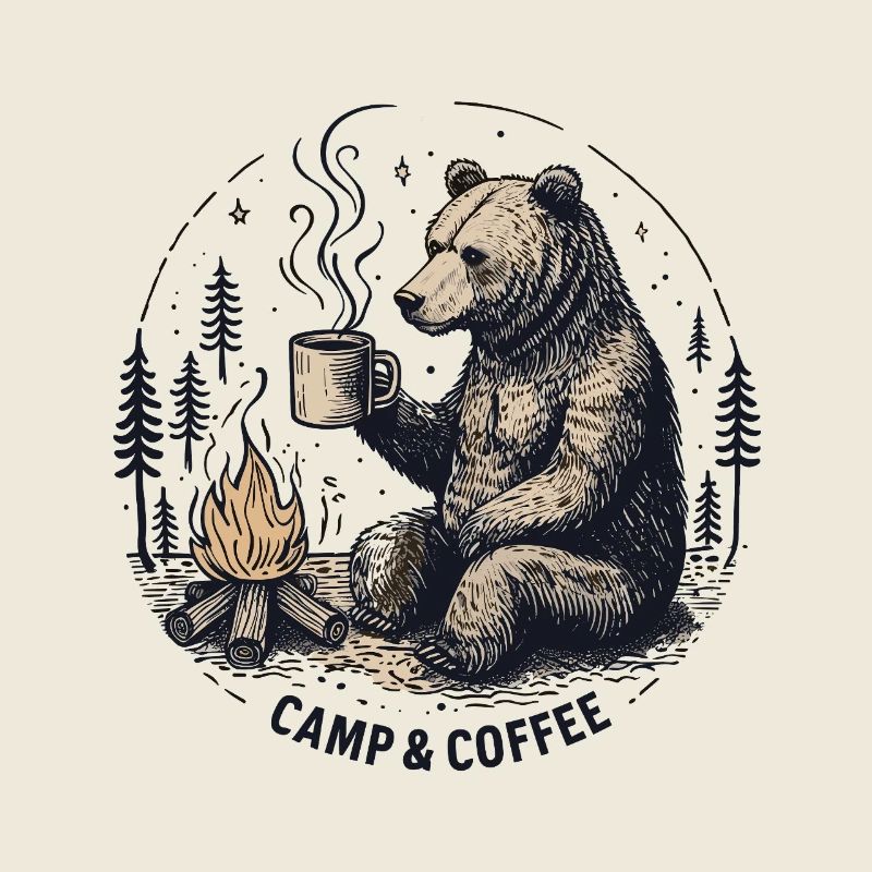 Camping Camper Coffee Campfire Bear Campsite