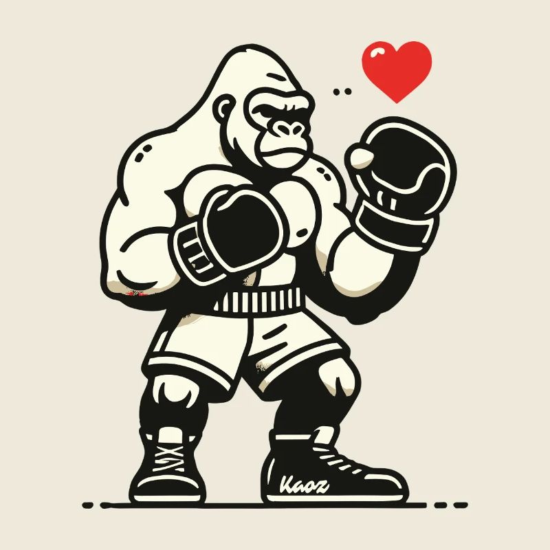 Boxer gorilla with heart