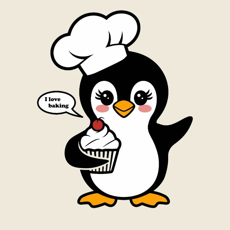 Le pingouin avec une toque de chef aime cuisiner