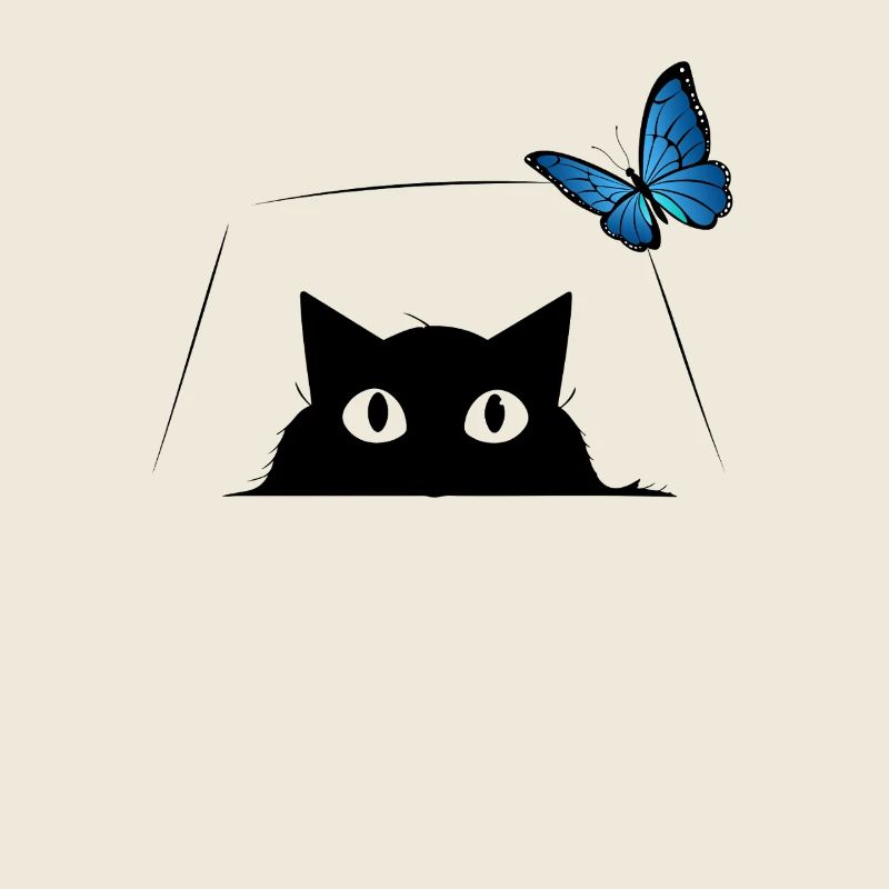 Chat mignon et papillon bleu Chat mignon