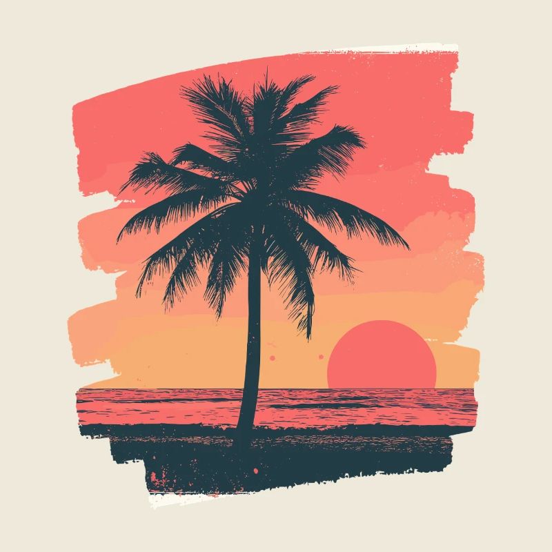 Palmier Coucher de soleil