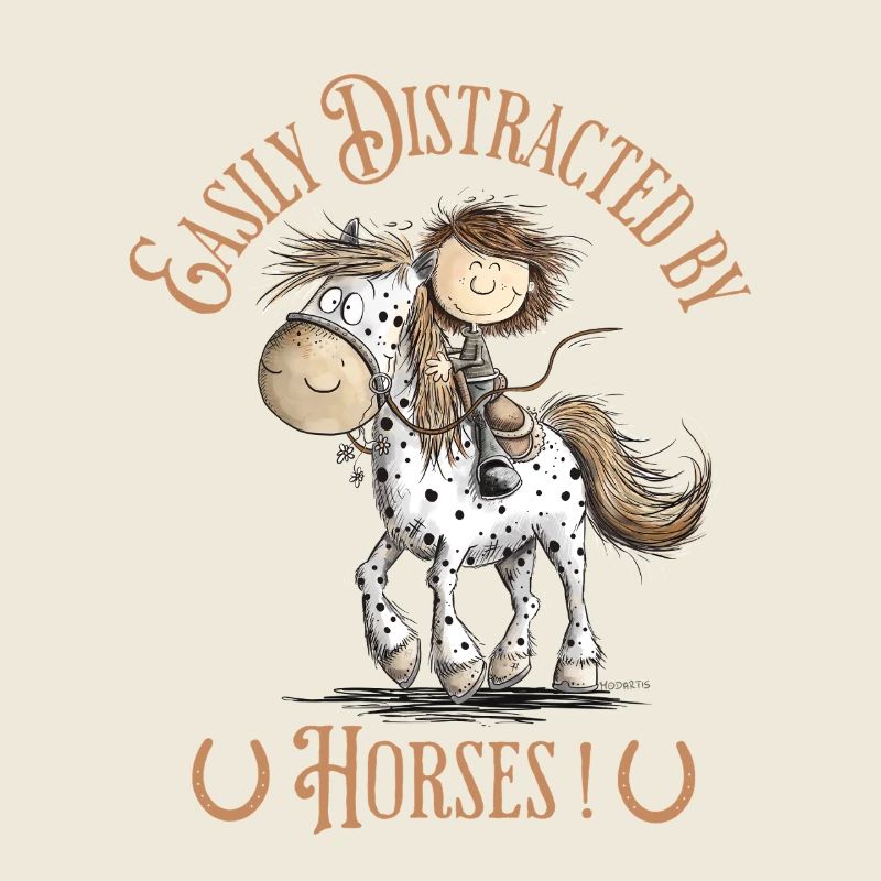 Drolliges Pferd mit Reiter Und Pferde Spruch