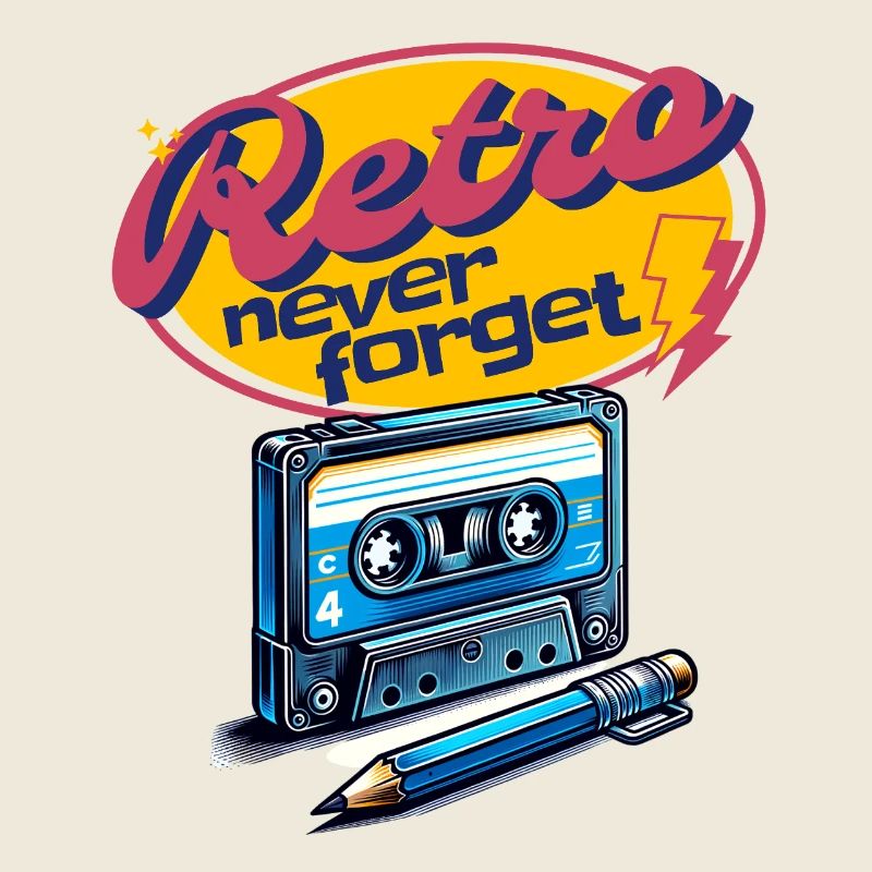 Retro Kassette und Stift Never Forget cool Fun