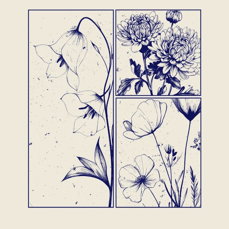 Floral Chrysanthemum Campanula Botanical Gift