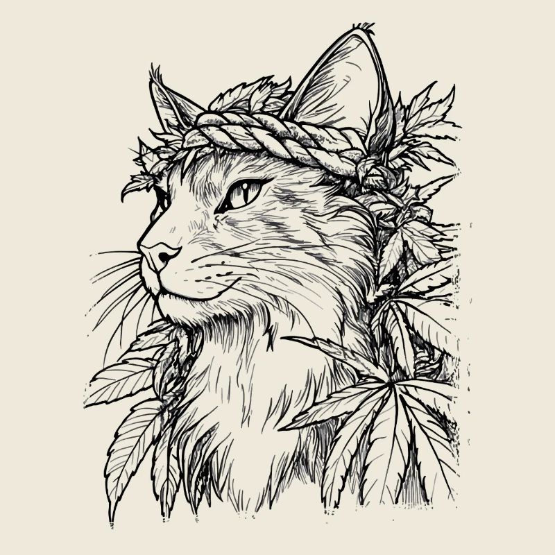 Cat with Hemp Wreath: Majestic House Tiger