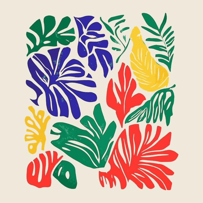 Art rétro des feuilles : couleurs inspirées de Matisse