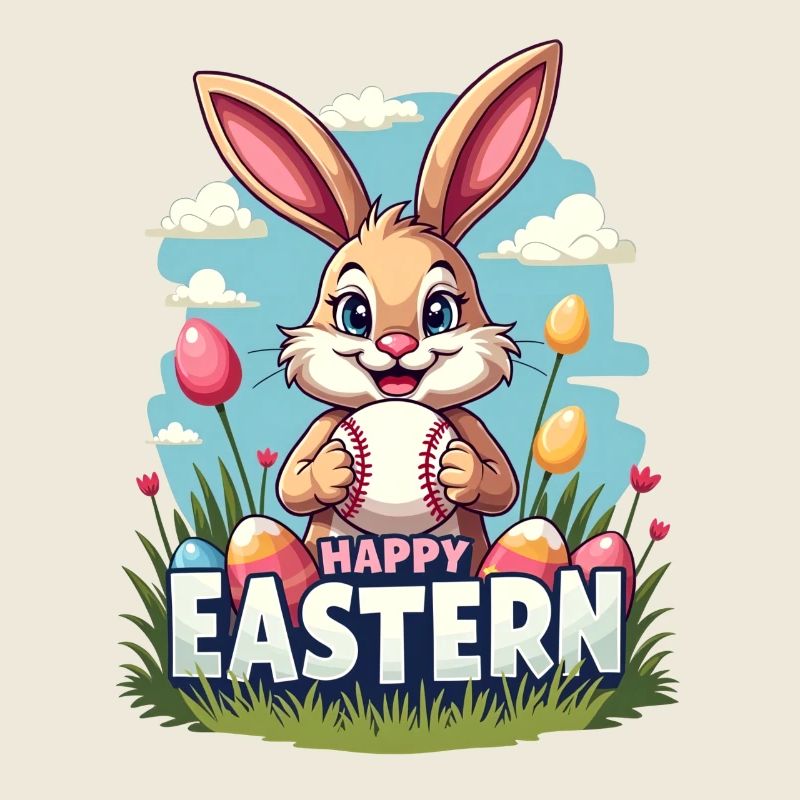Baseball Happy Eastern Easter Bunny Sport