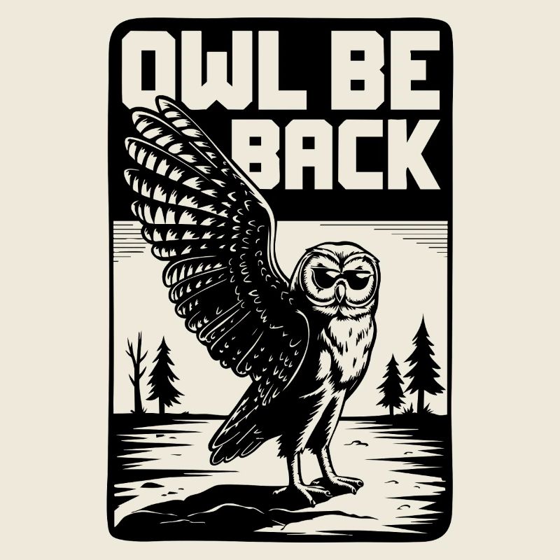 Eule Be Back Lustige Retro Eule Wortspiel Vogel