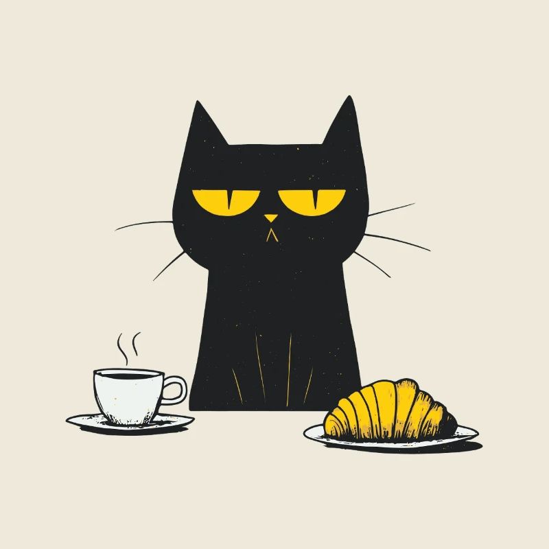with coffee and croissant