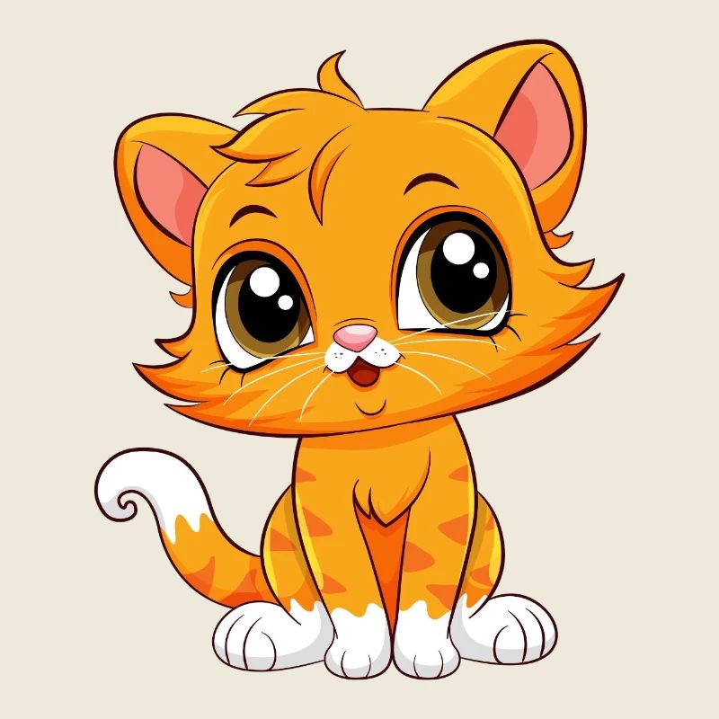 Adorable Cartoon Kitten Illustration