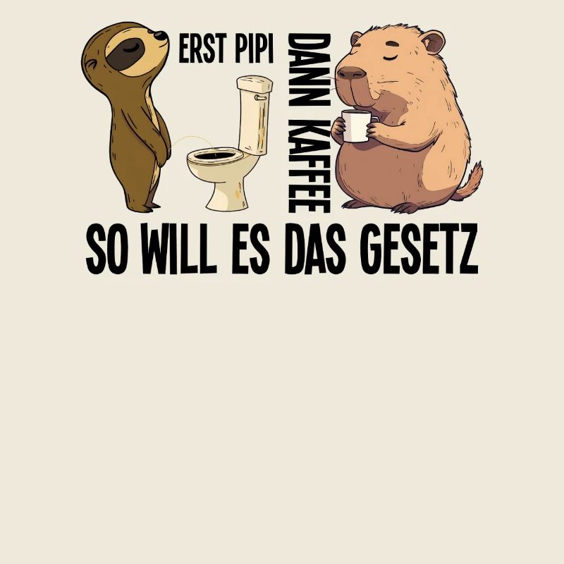 Morning Sloth Capybara First peeing then coffee