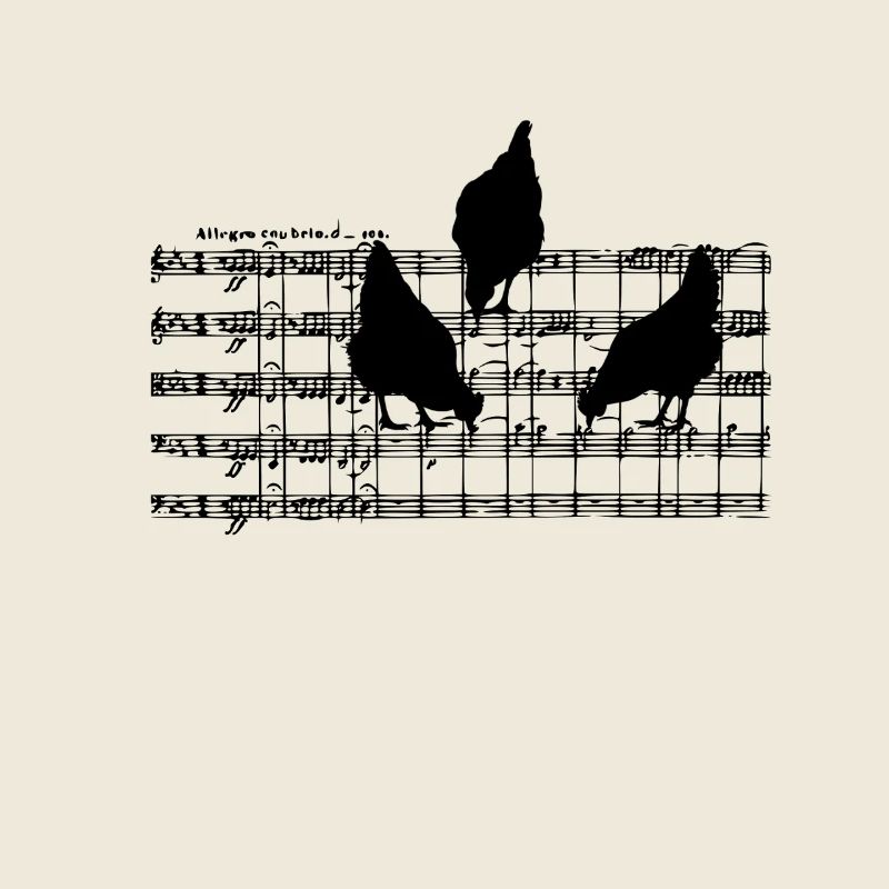 Poules musicales sur partitions