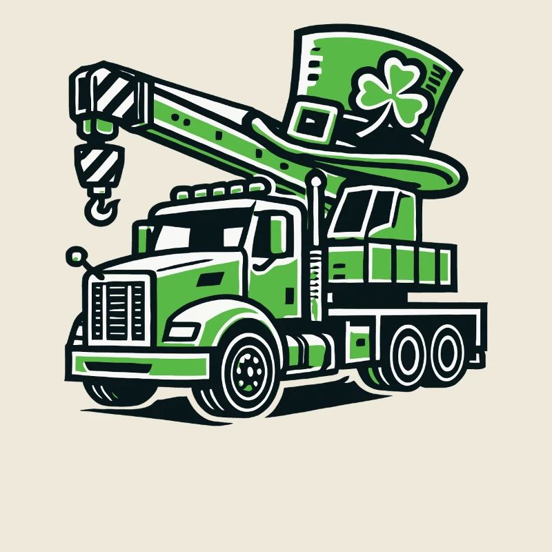 Camion-grue avec trèfle porte-bonheur Saint-Patrick
