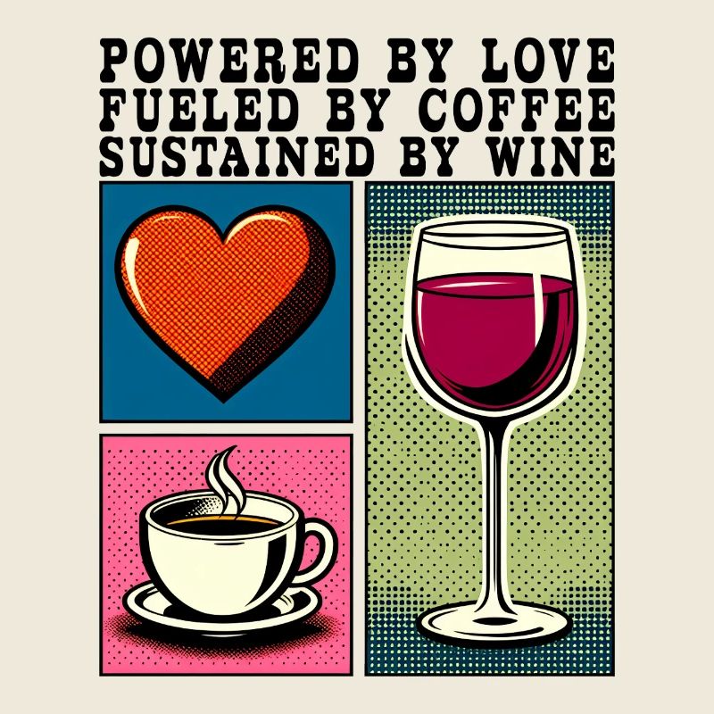 Powered By Love Coffee Wine Mom Gift
