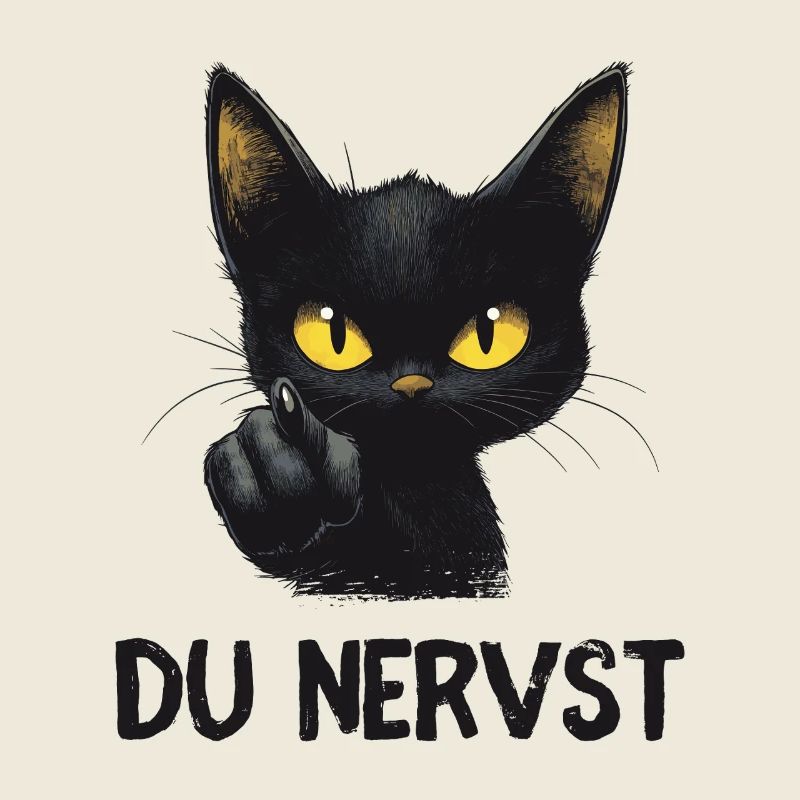 Witzige schwarze Katze sagt: Du nervst