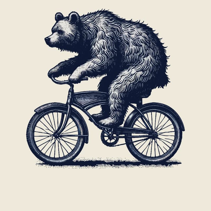 Bear on Bicycle for Cyclist Humor