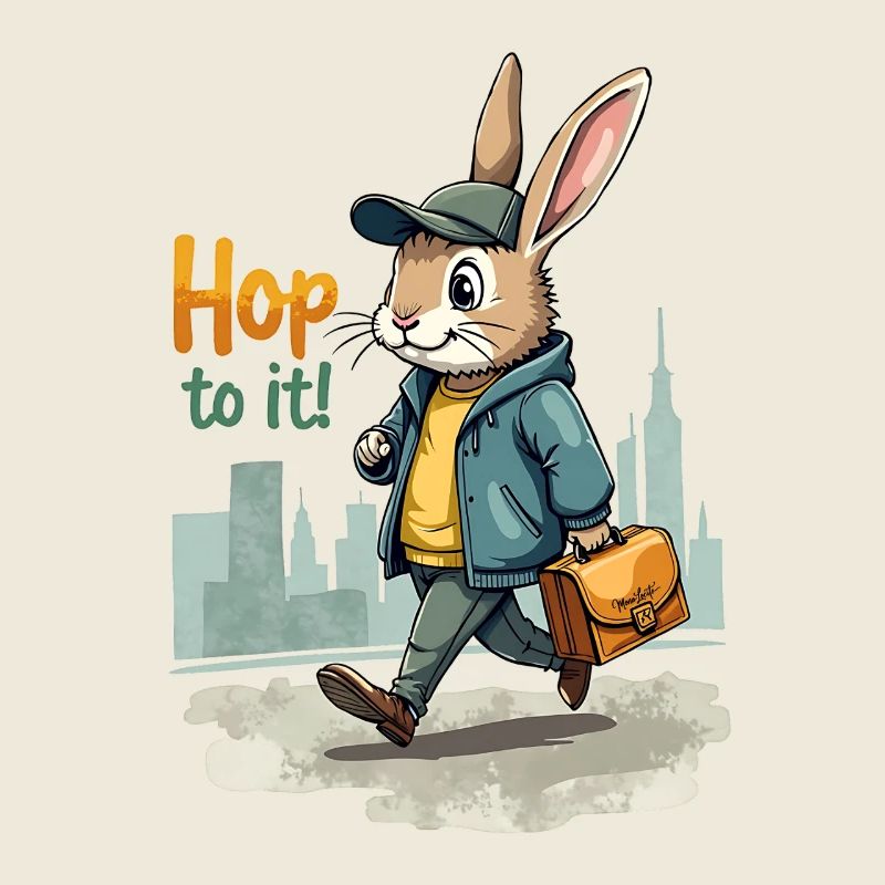 Stylish Walking Bunny Art