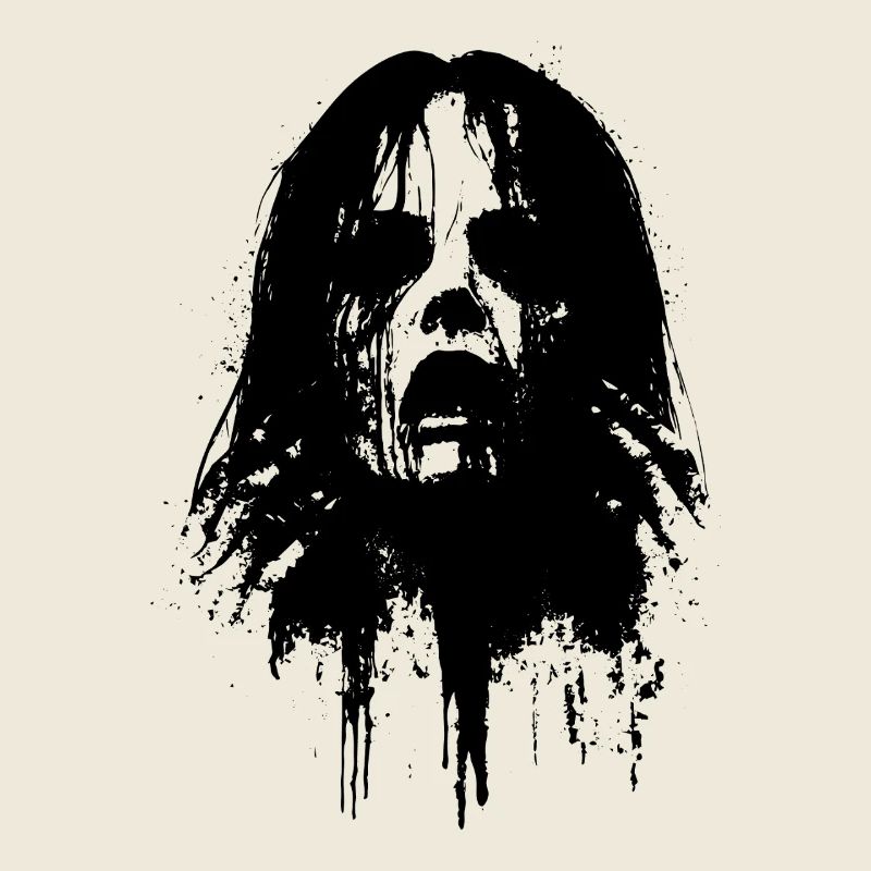 Demonic Woman's Head with Empty Eyes