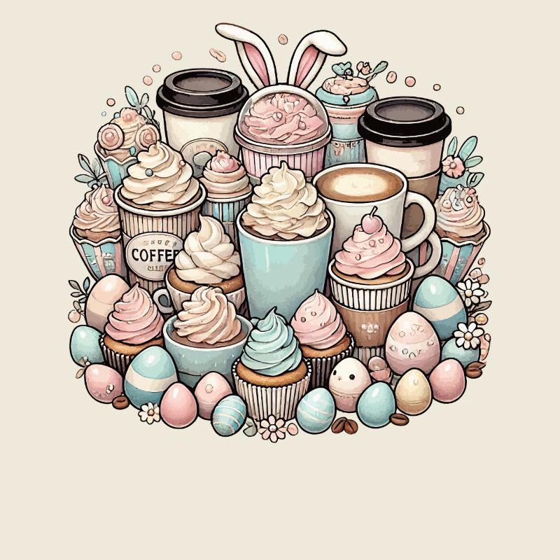 Café de Pâques Lapin de Pâques Buveur de café