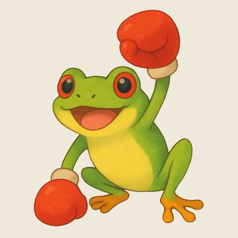 Frosch mit Boxhandschuhen