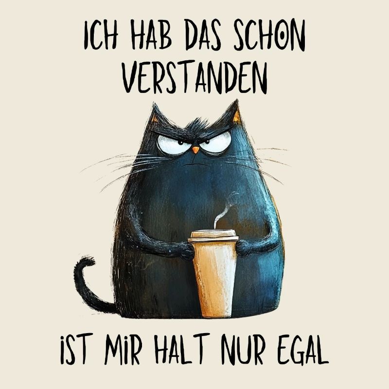 Ist mir egal - Mürrische Katze mit Kaffee Becher