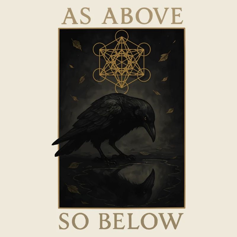 As Above So Below Raven Metatron's Cube Art