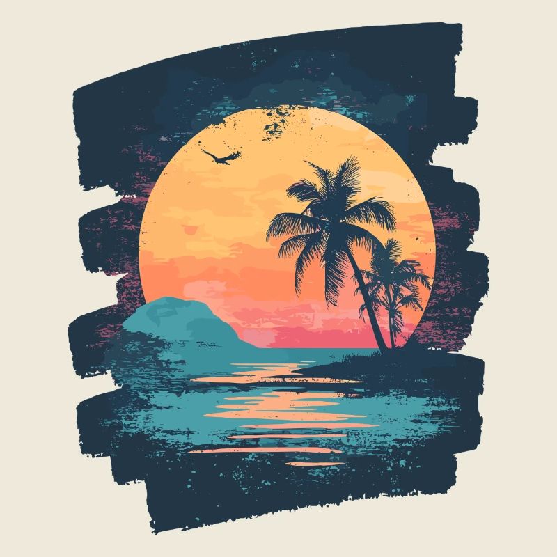 Beach Palm Trees Sunset Summer