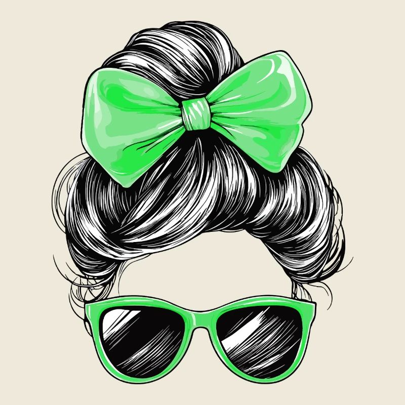 Frau Sonnenbrille Haare Schleife Mädchen Grün