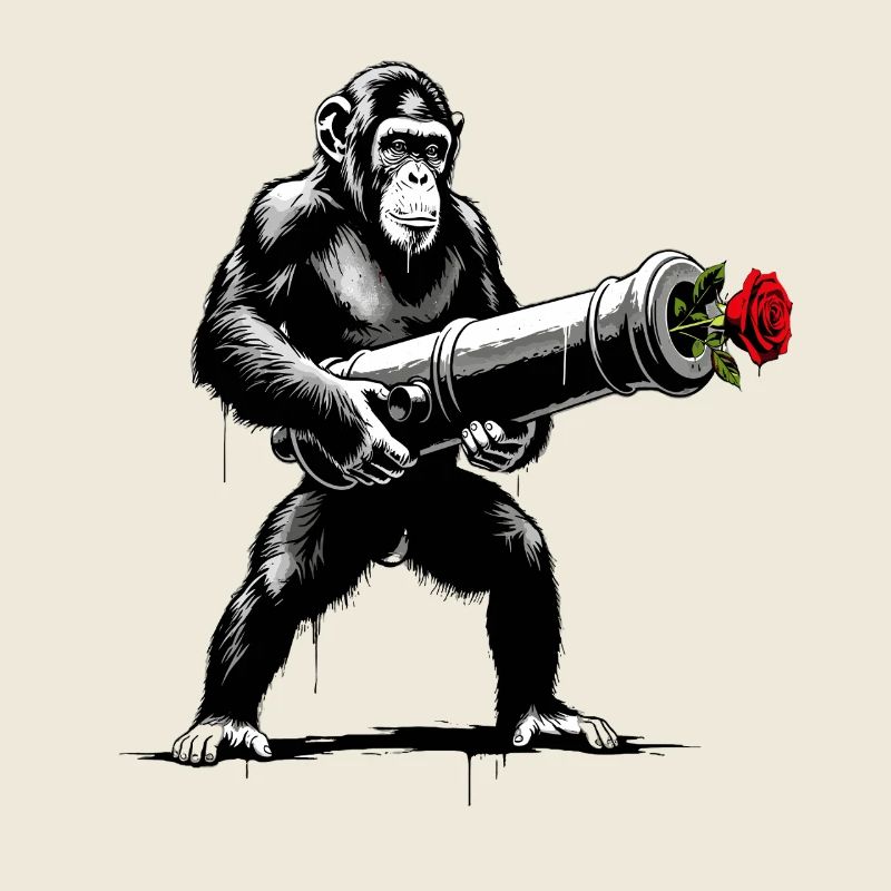 Peace Not War - Affe mit Rose Kanone