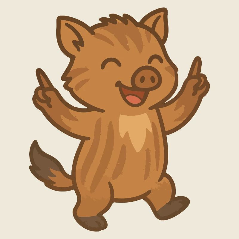 Dancing wild boar youngster