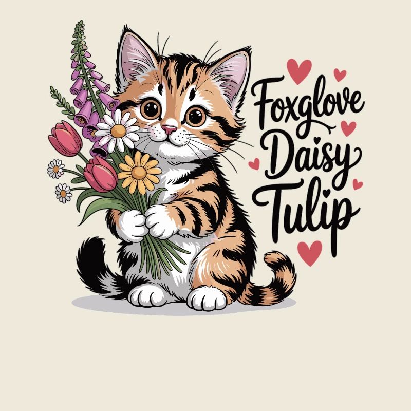 Cute cat with spring flowers