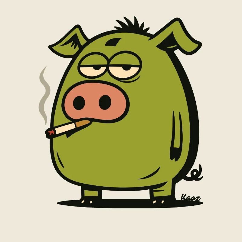 Grünes Comic Schwein