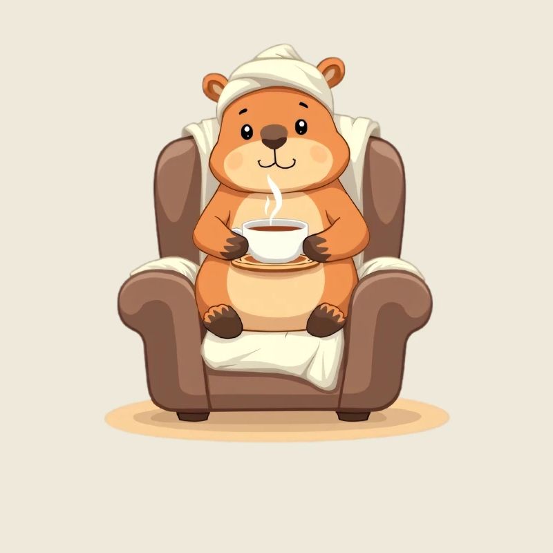 Kuscheliger Bär mit Teetasse