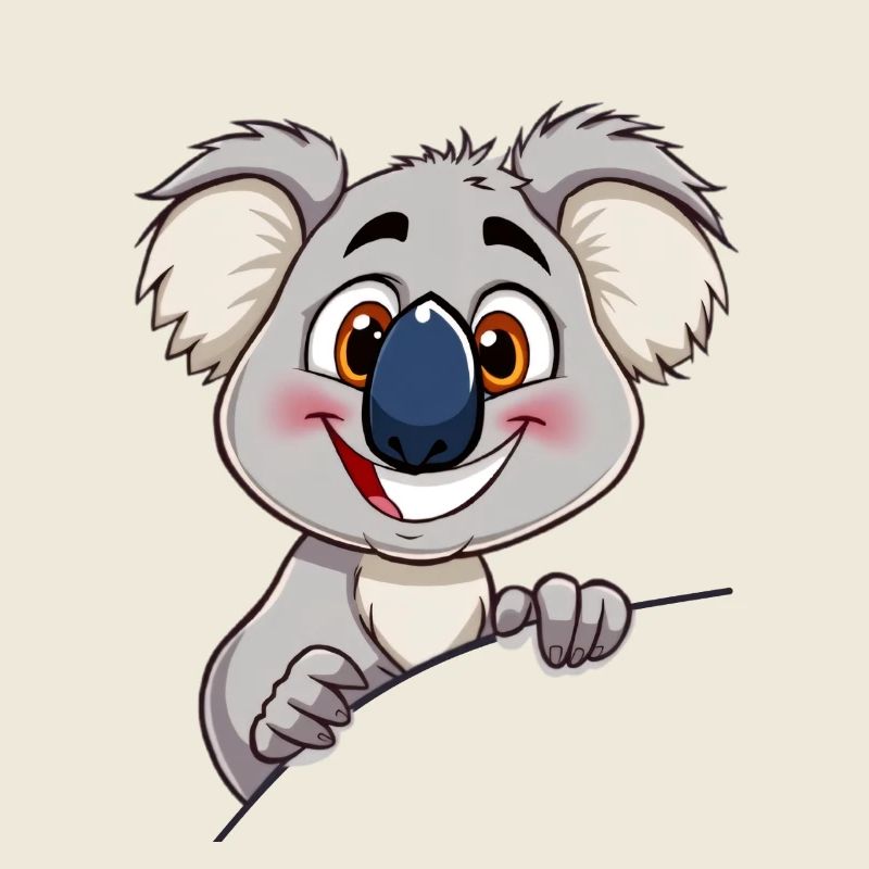 Koala mignon qui jette un œil : dessin d'animal de dessin animé