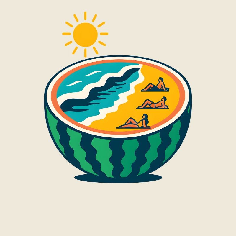 Beach Yoga Sunset Scene, Warermelon Lover