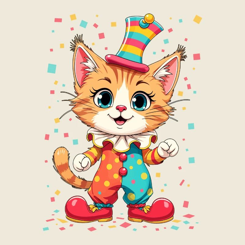 Chaton Clown Joyeux Impression Instantanée