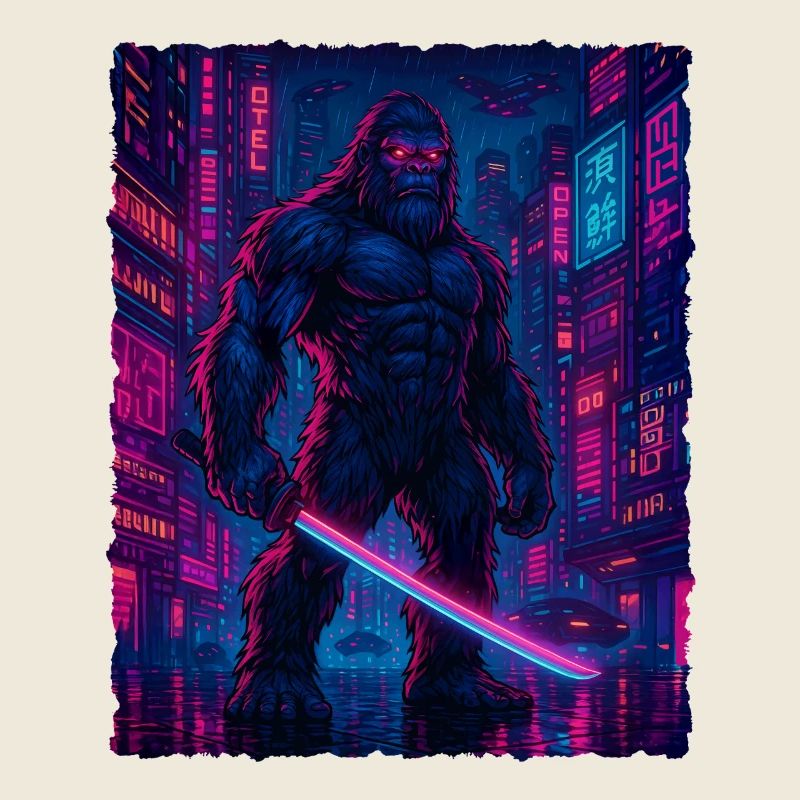 Cyberpunk Bigfoot Kryptid Tech Sasquatch Yeti
