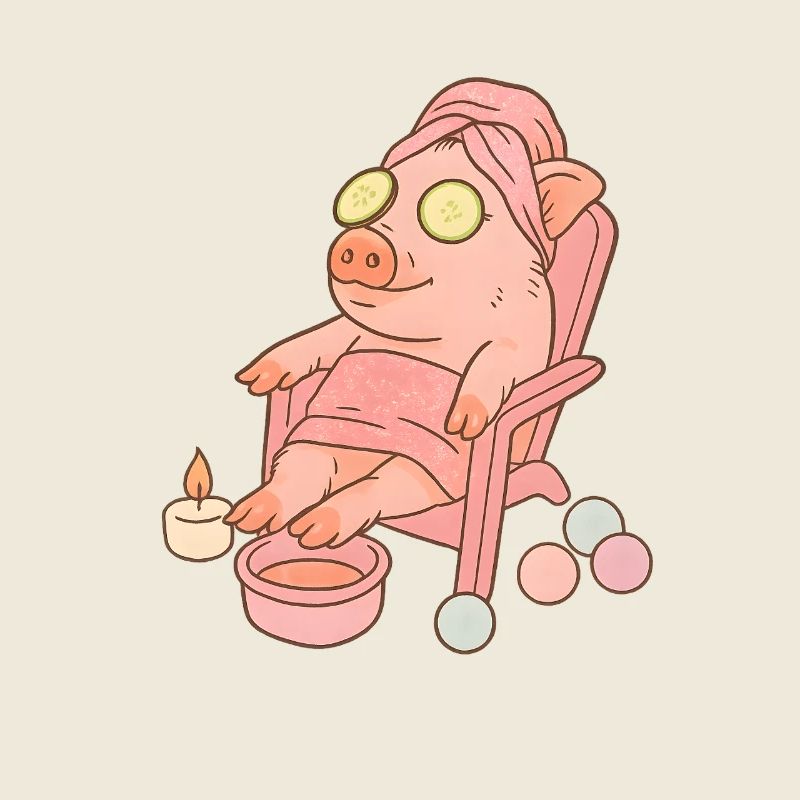 Relaxed Pig in Spa Setting, Love Pigs