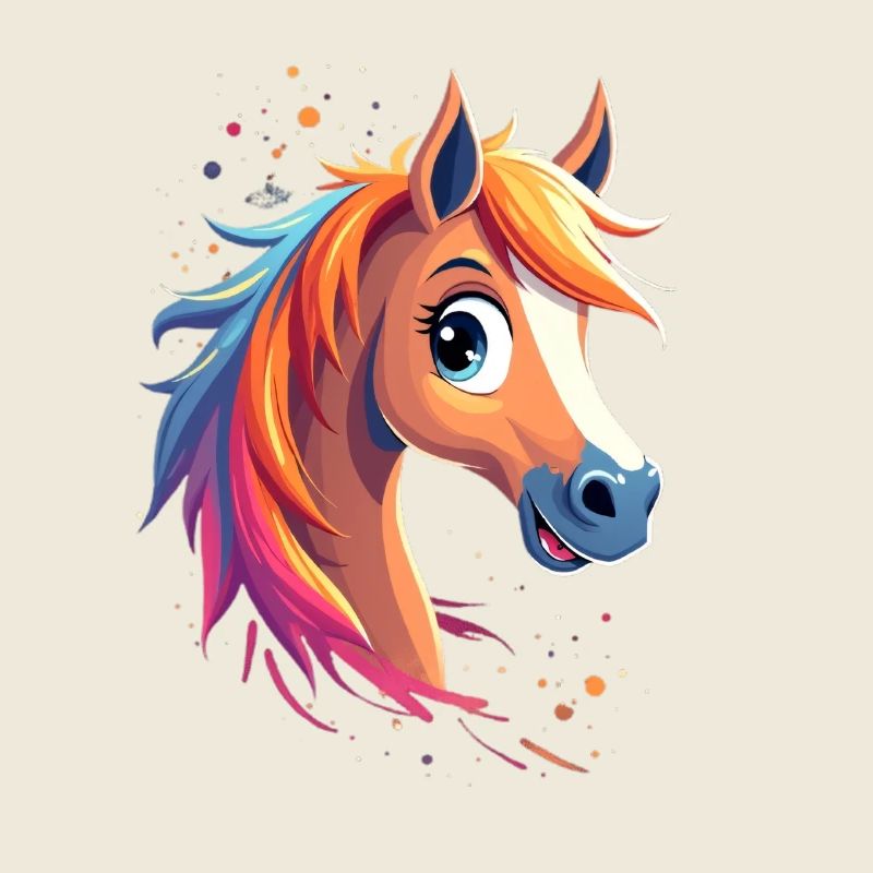 Buntes Pferd mit Regenbogenmähne