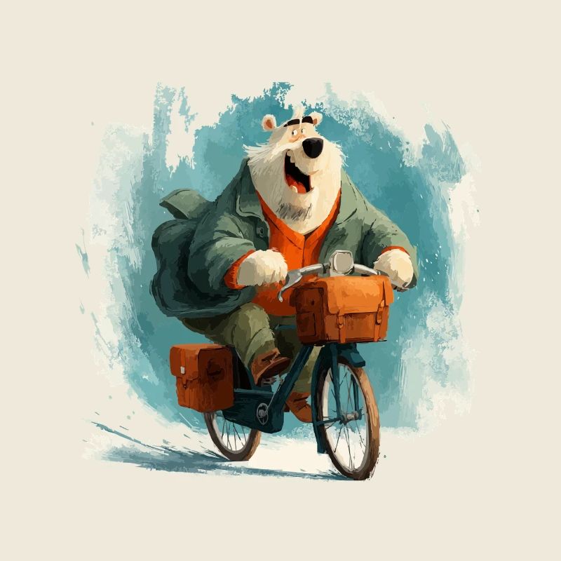 Drôle d’ours avec vélo
