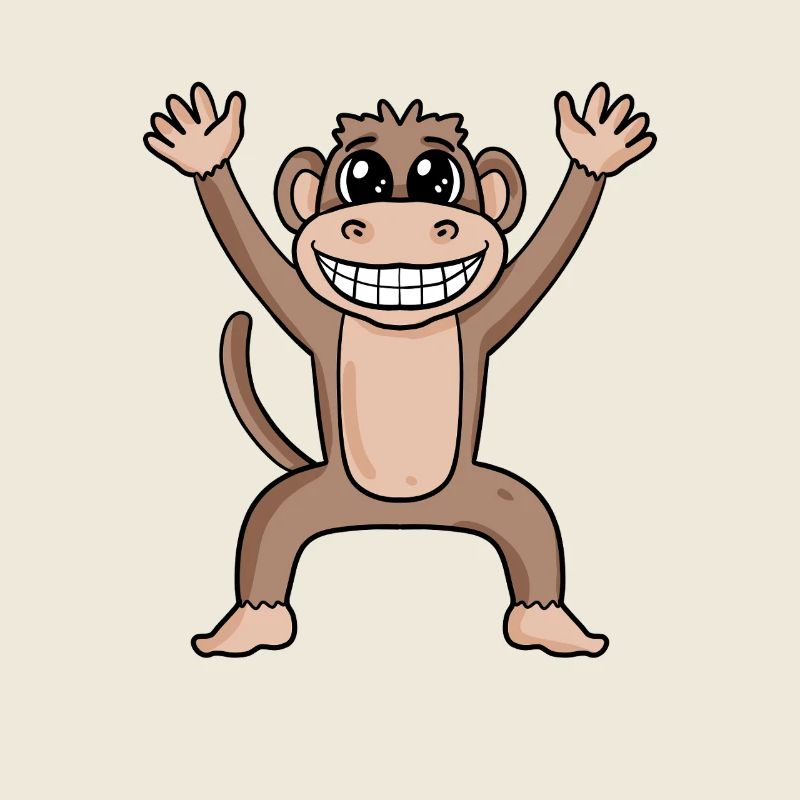 Playful monkey head with a broad grin