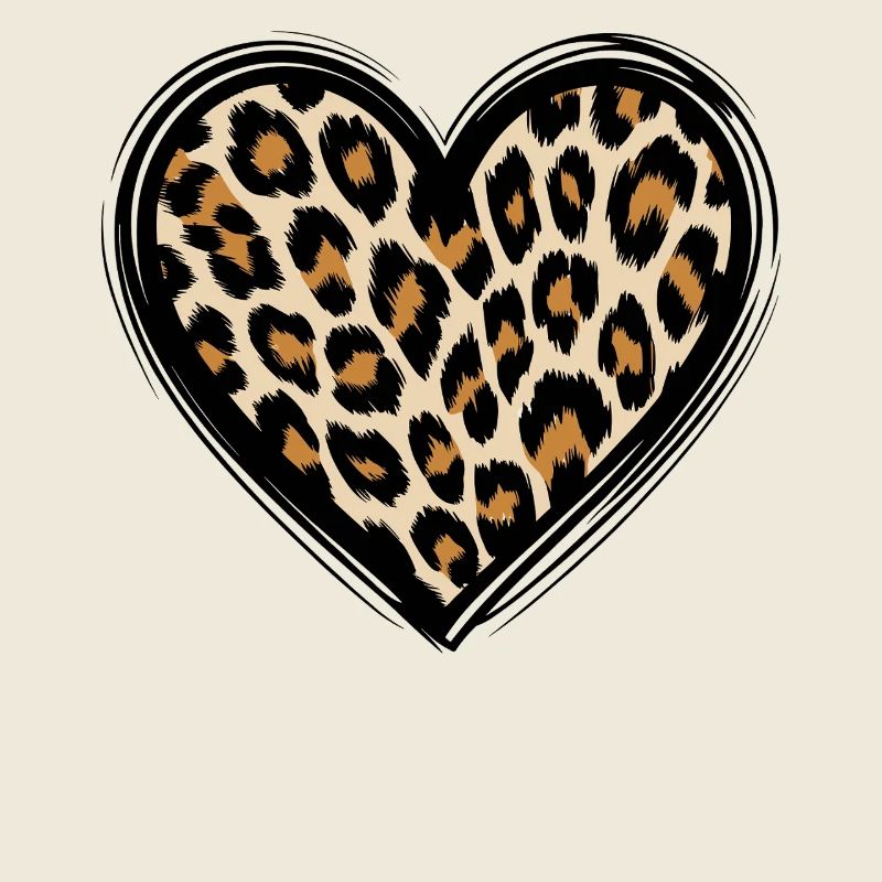 Leopard heart pattern with animal print