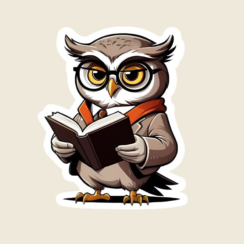 Eule mit Brille und Buch